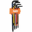 Klein Tools BLS9 Color-Coded Extra-Long L Style Hex Key Caddy Set, SAE, 9-Piece