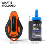 Klein Tools CHLK100S 100-Foot Smooth Retractable Chalk Reel with Blue Chalk Refill (4 oz) - 2