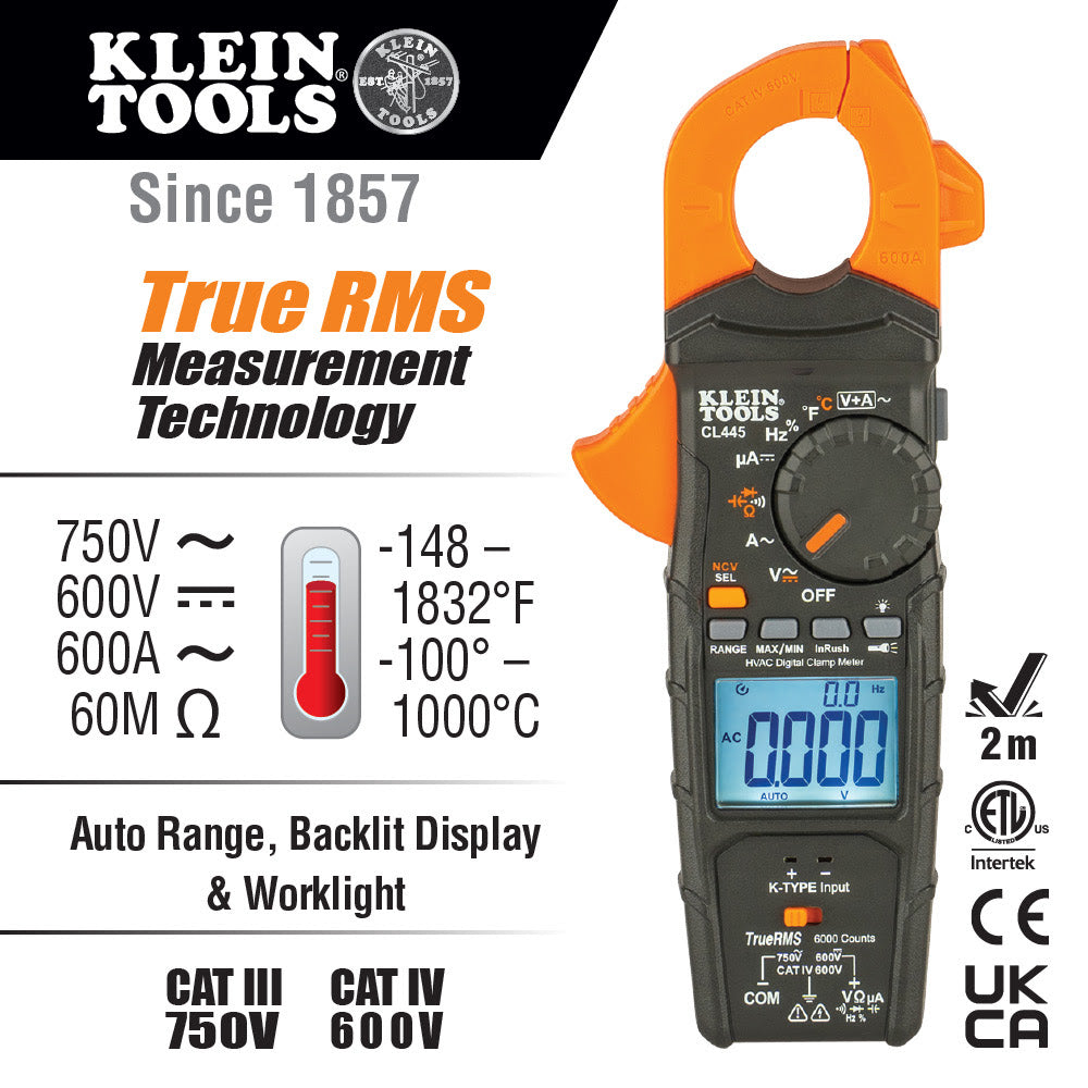 Klein CL445 HVAC Clamp Meter - 2