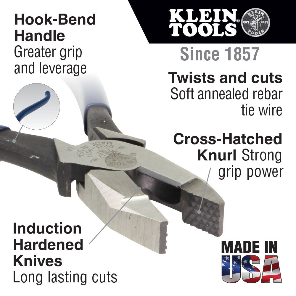 Klein Tools D2000-9ST Ironworker's Pliers, Heavy-Duty Cutting, 9" - 5