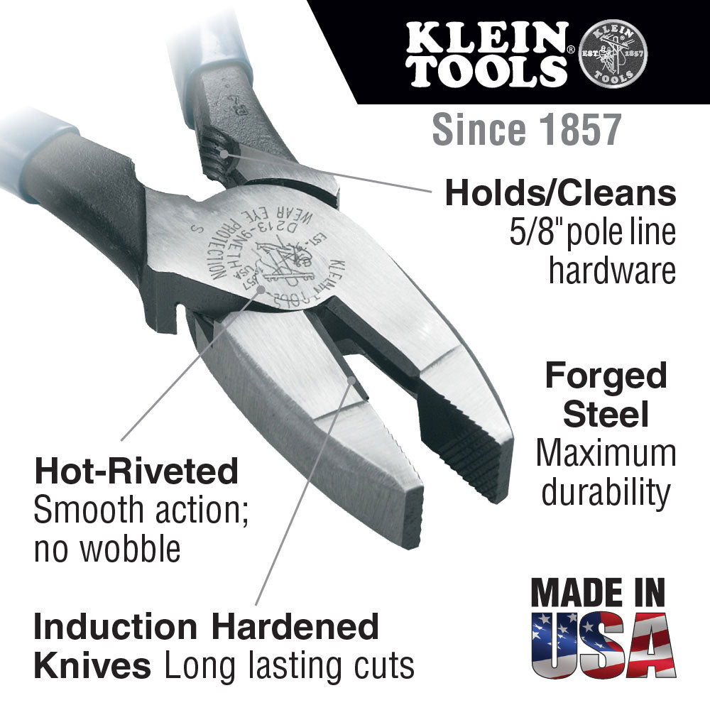 Klein Tools D213-9NETH Lineman's Bolt-Thread Holding Pliers, 9" - 2