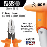 Klein Tools D220-7-INS Diagonal-Cutting Pliers, Insulated, Heavy-Duty, 7" - 2