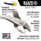 Klein Tools D248-8-GLW Diagonal-Cutting Pliers, Angled Head, Hi-Viz, 8" - 2