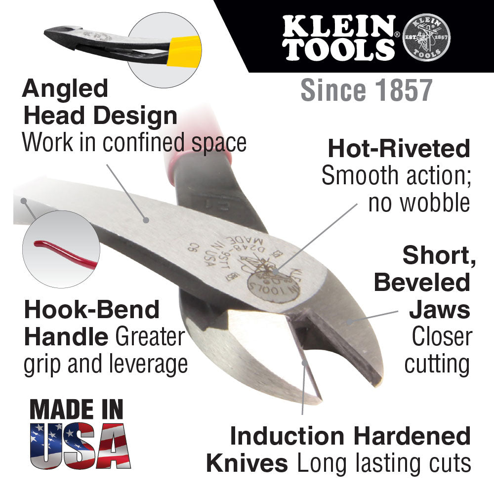 Klein Tools D248-9ST Ironworker's Diagonal-Cutting Pliers, High-Leverage, 8" - 8