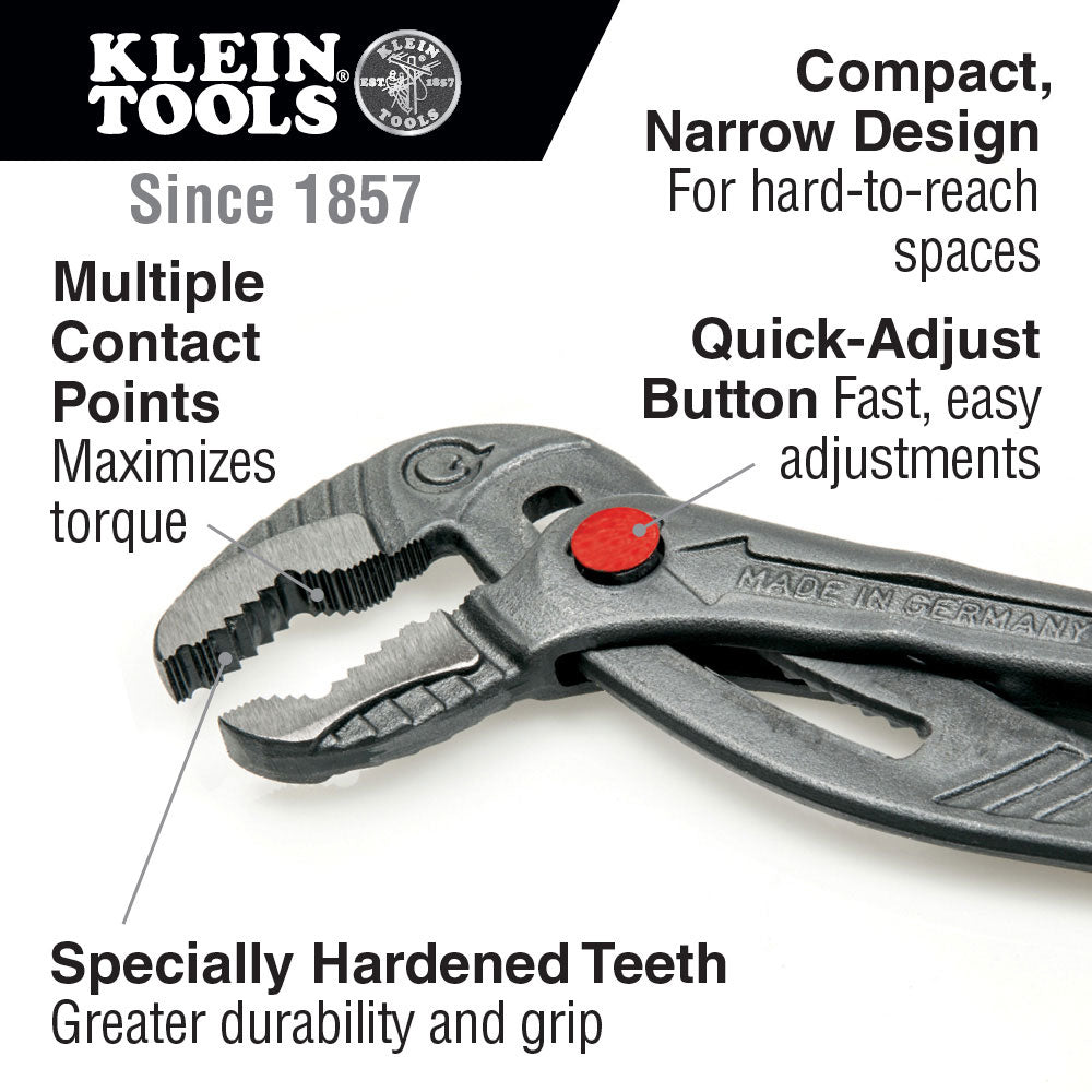 Klein D504-12B Quick-Adjust Klaw Pump Pliers, 12" - 2