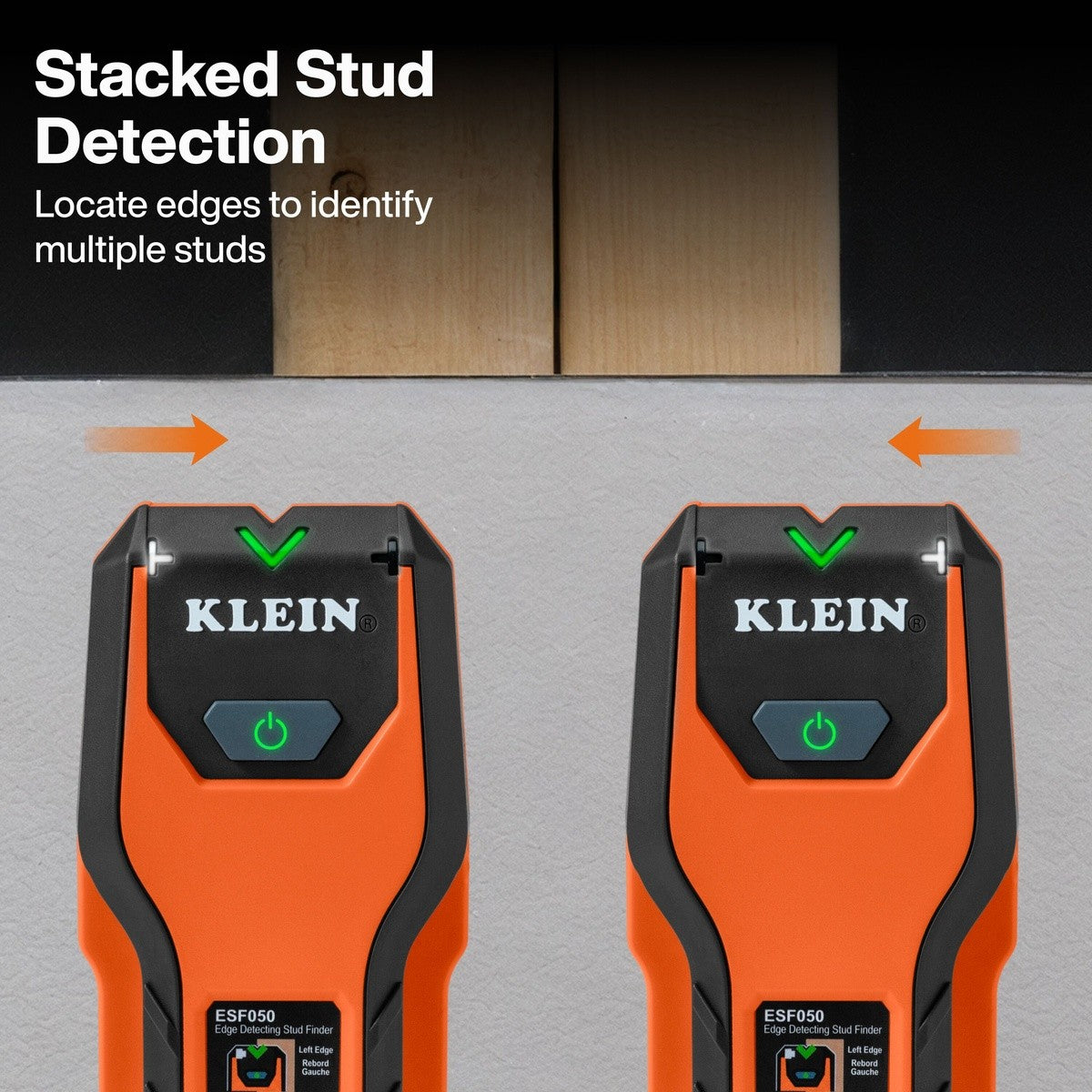 Klein Tools ESF050 0.75" Scan Depth Edge-to-Edge Stud Finder for Wood and Metal Stud Detection - 5