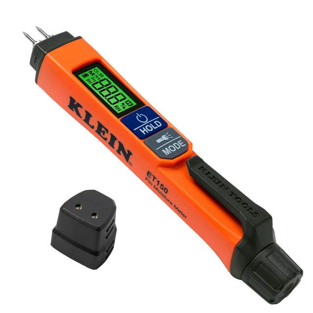 Klein ET150 Pin Moisture Meter with 8mm Pins and Color Coded Backlit Display