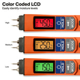 Klein ET150 Pin Moisture Meter with 8mm Pins and Color Coded Backlit Display - 3