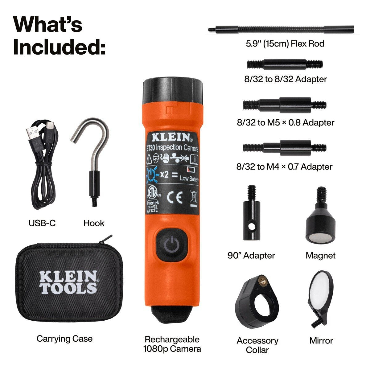 Klein Tools ET30 Compact 3.6" WirelessInspection Camera with 1080p HD WiFi and 4 LED Lights - 2