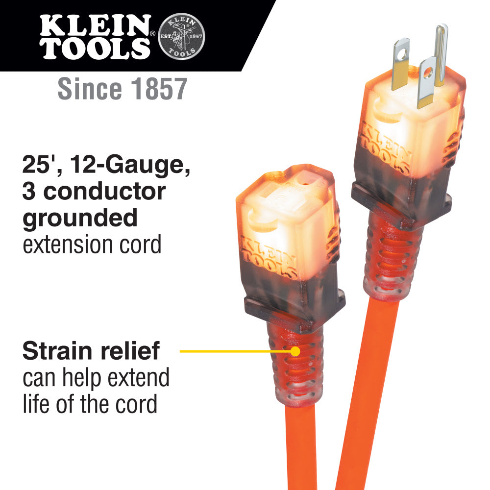 Klein EXC2515 Glow End Extension Cord, 25' - 2