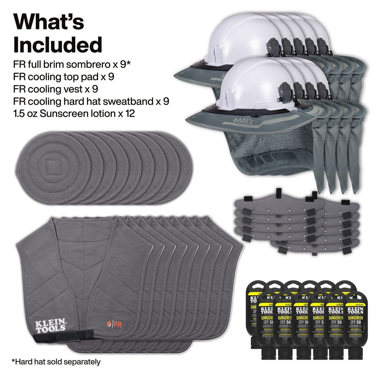 Klein FRSUMKIT2 Flame Resistant Summer Set Full Brim Cooling Kit (48 Piece) - 2
