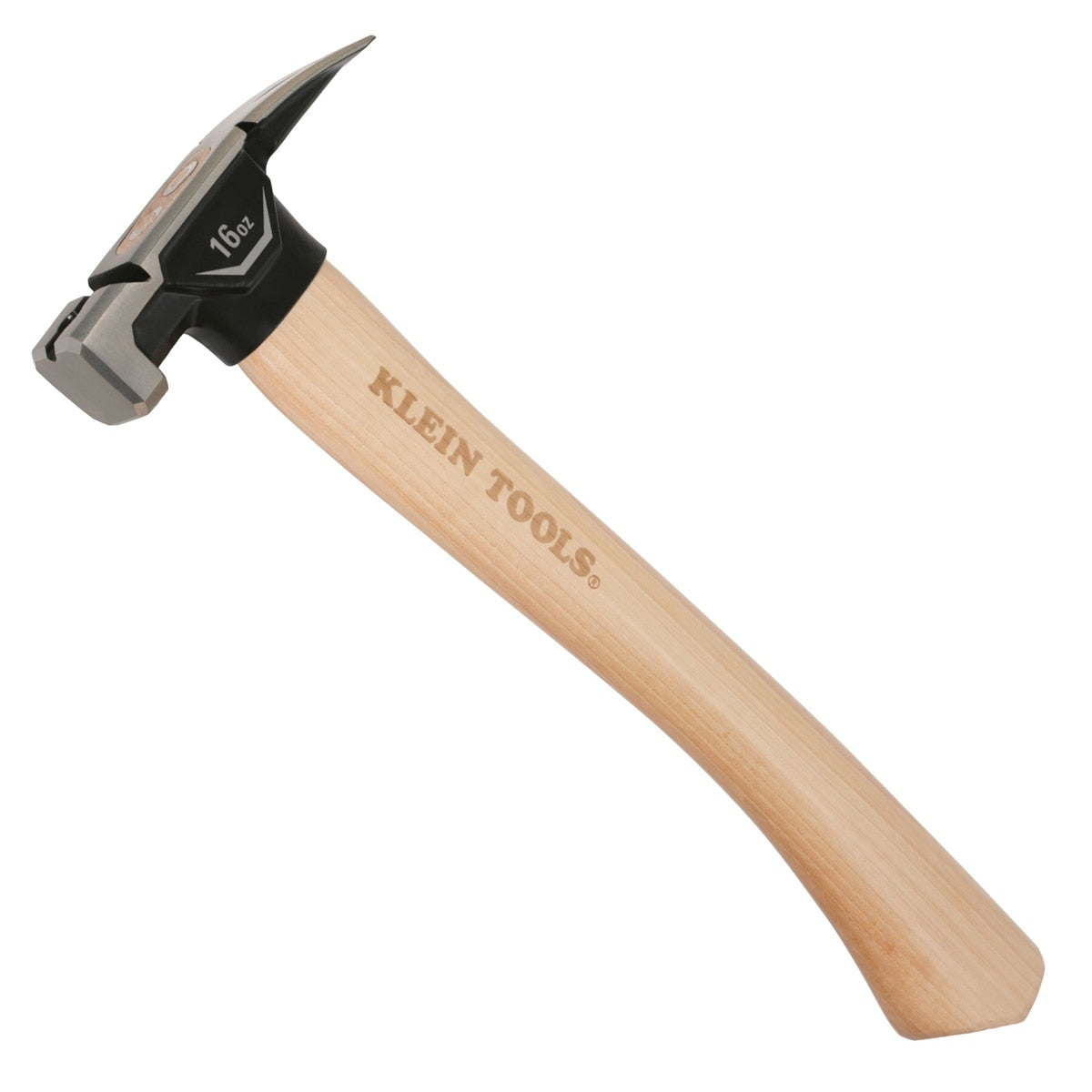 Klein H80916HS 16oz Smooth Face Hickory Handle Claw Hammer with Magnetic Nail Starter