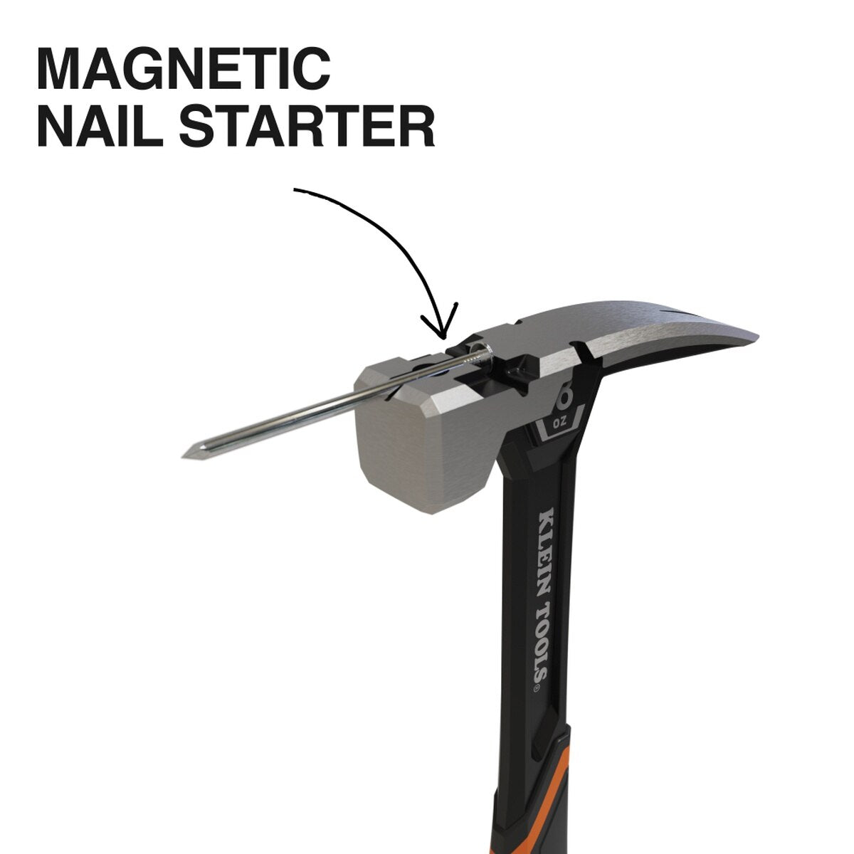Klein Tools H80918S Smooth Face Steel Claw Hammer with Full Steel Core and Magnetic Nail Starter (18 oz) - 3