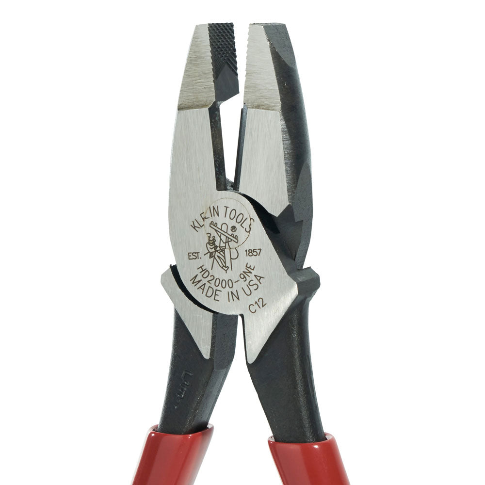 Klein Tools HD2000-9NE Heavy-Duty Lineman’s Pliers, Thicker-Dipped Handle - 3