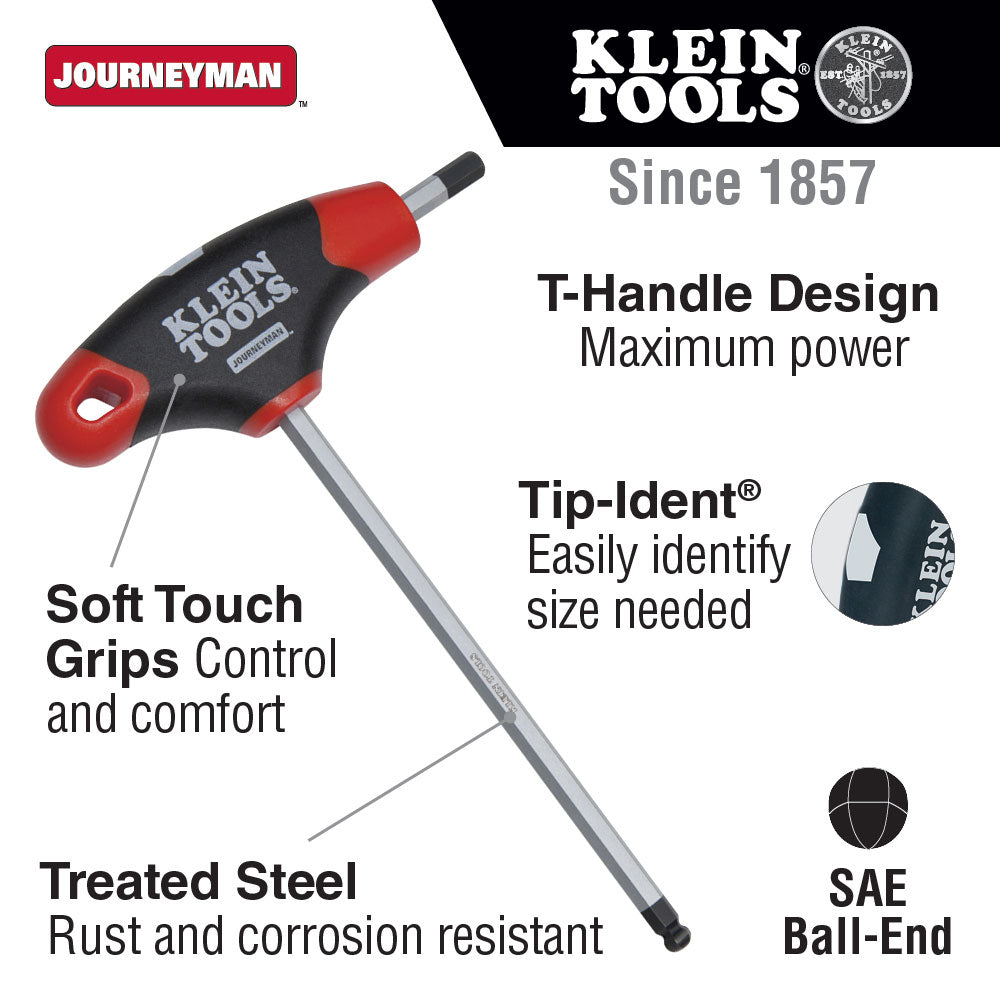 Klein Tools JTH6E09BE 9/64" Ball-End Hex Key with T-Handle, 6" - 2