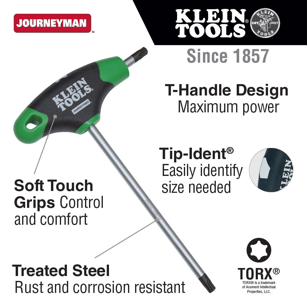 Klein Tools JTH6T10 T10 Torx Hex Key with Journeyman T-Handle, 6" - 2