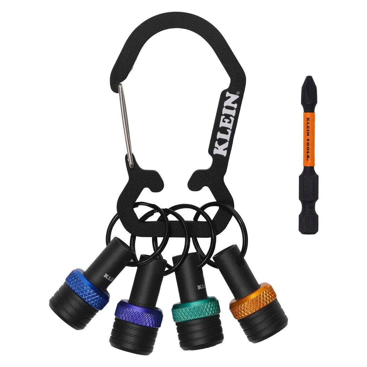 Klein Tools K33850 1/4" Hex Bit Holder Keychain Set 4.99" Long with Auto-Lock Collar (5-Piece)