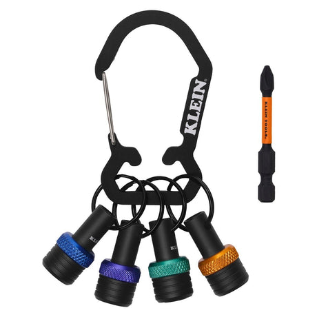 Klein Tools K33850 1/4" Hex Bit Holder Keychain Set 4.99" Long with Auto-Lock Collar (5-Piece)