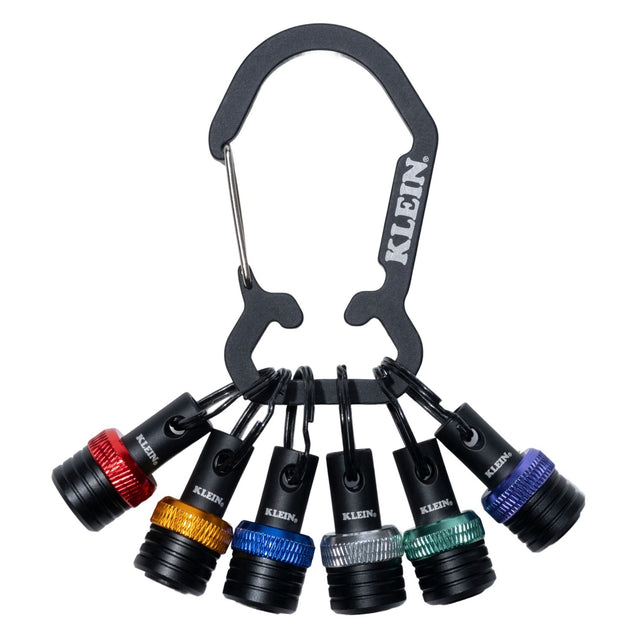 Klein K33851 1/4" Hex Bit Holder Keychain Set with Color Coded Holders (6 Piece)