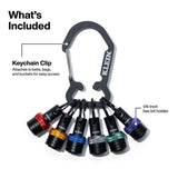 Klein K33851 1/4" Hex Bit Holder Keychain Set with Color Coded Holders (6 Piece) - 2