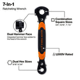 Klein Tools KT175HFINS 7-in-1 Insulated Lineman Ratcheting Wrench with Hammer Faces 11.36" - 2