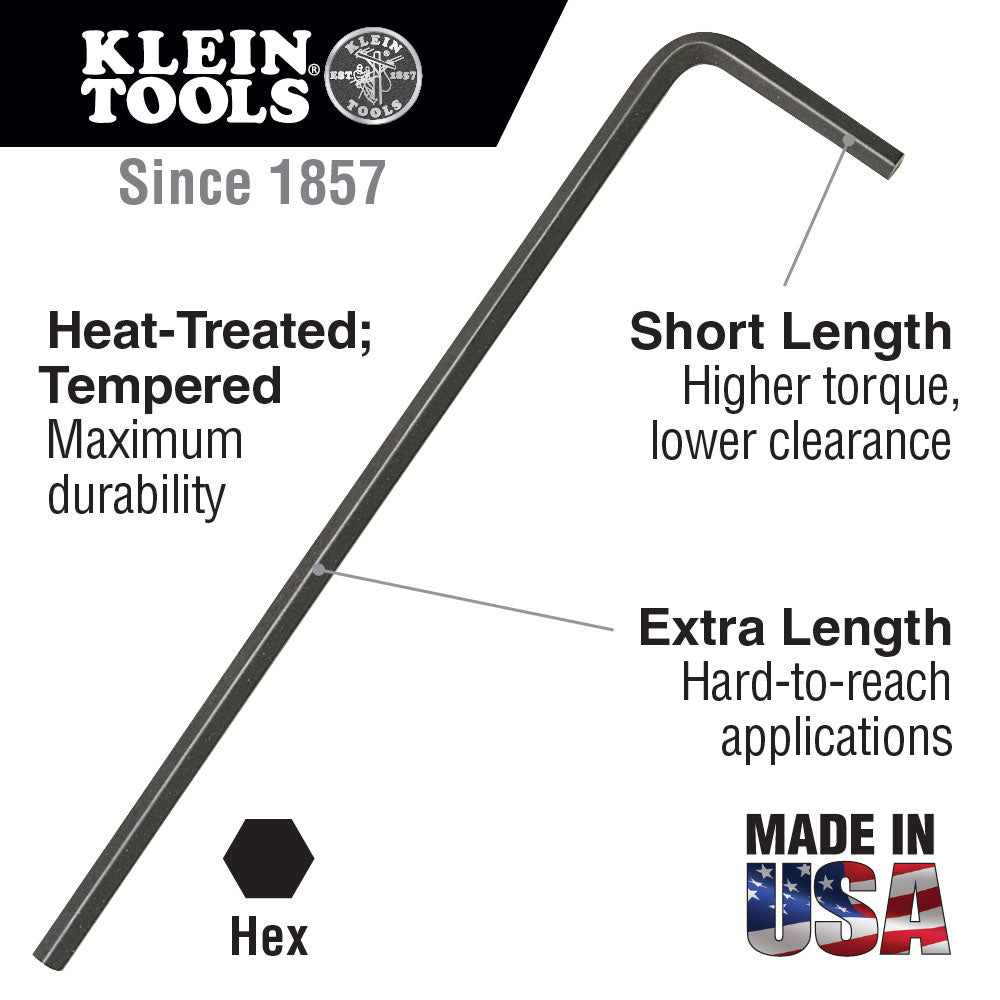 Klein Tools LL16 Long Arm Hex Key, 1/4" - 2