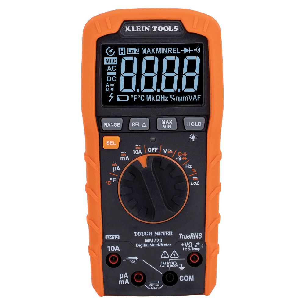 Klein MM720 Digital Multimeter, TRMS Auto-Ranging, 1000V, Temp, Low Impedance - 2