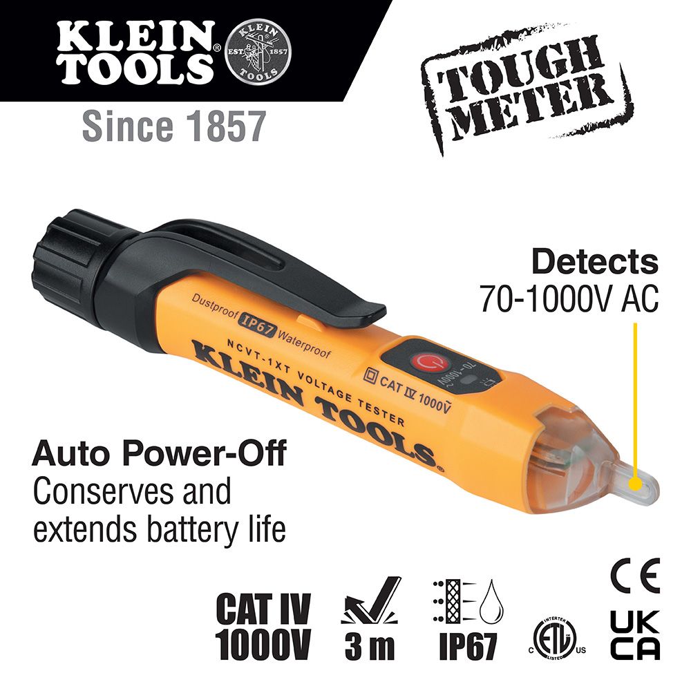 Klein NCVT1XT Non-Contact Voltage Tester, 70 to 1000V AC - 2