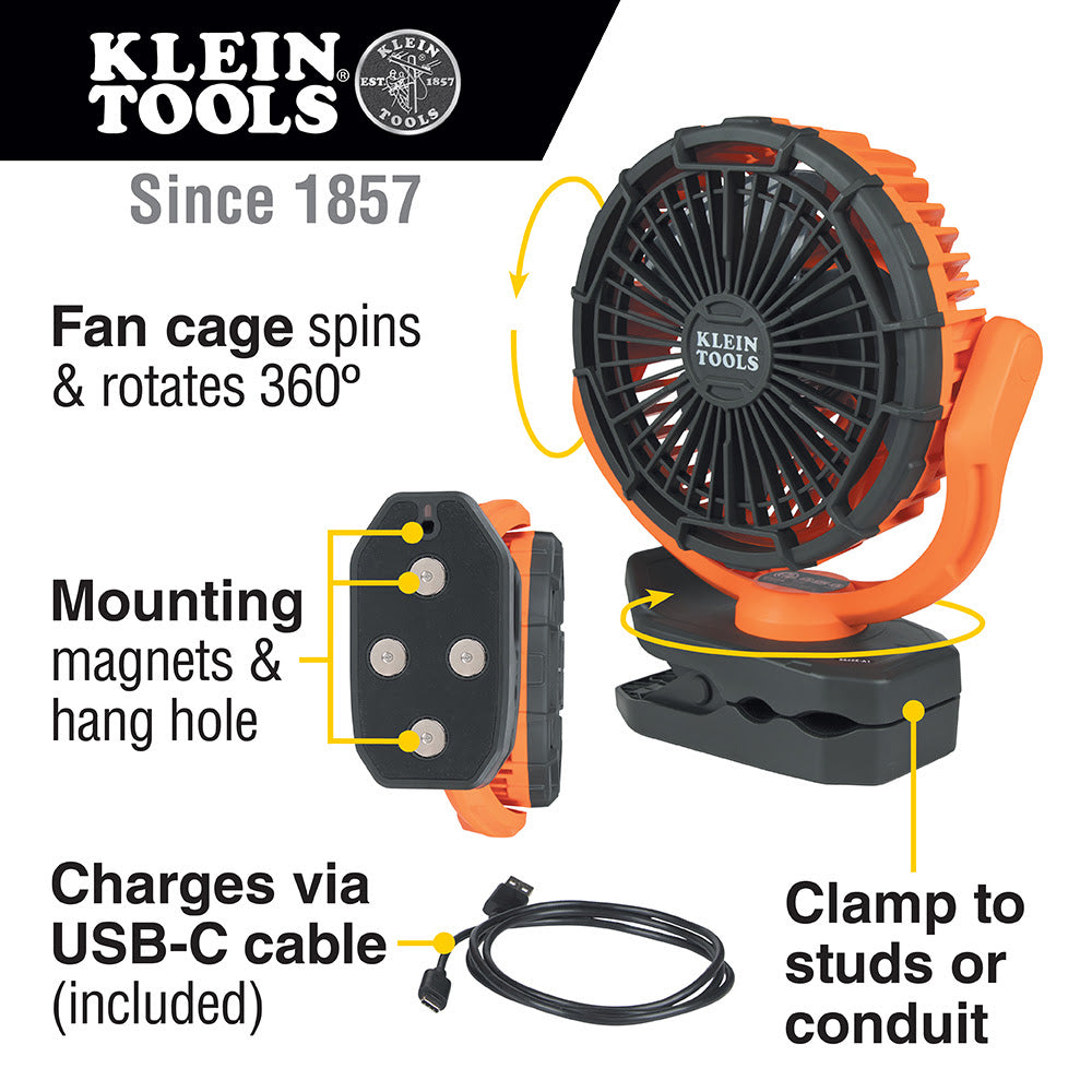 Klein PJSFM2 Rechargeable Clamping Fan - 2