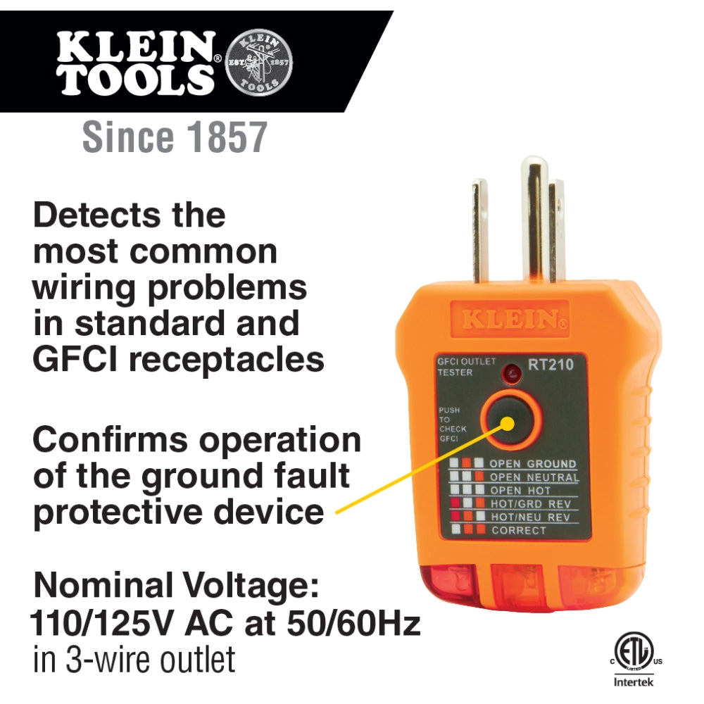 Klein RT210 GFCI Receptacle Tester - 2