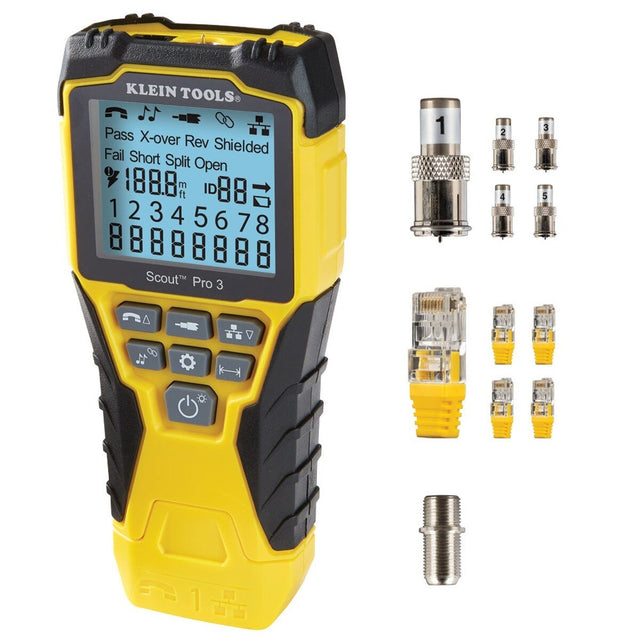 Klein Tools VDV501851 Ethernet Cable Tester Kit with Scout Pro 3 Tester, Remotes and Adapter (Starter Kit)
