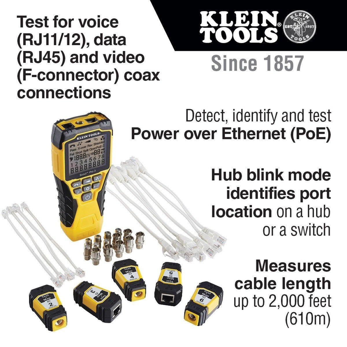 Klein VDV501-853 Scout Pro 3 Tester with Test + Map Remote Kit - 2
