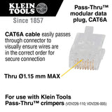 Klein VDV826-764 Pass-Thru Modular RJ45 CAT6A UTP Data Plugs (200 Pack) - 2