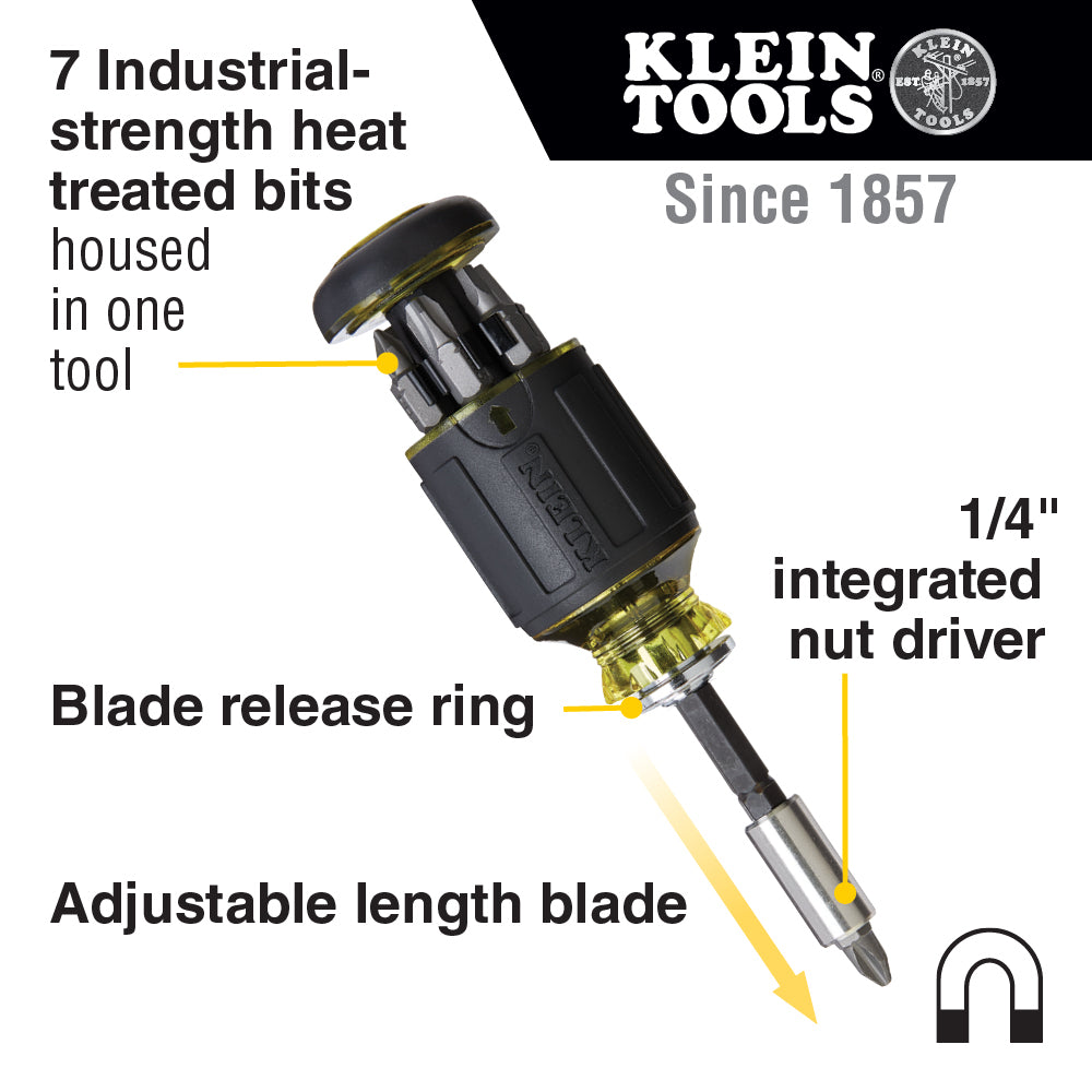 Klein 32308F 10-in-1 Impact-Rated Stubby Driver Set with Flip Socket - 3