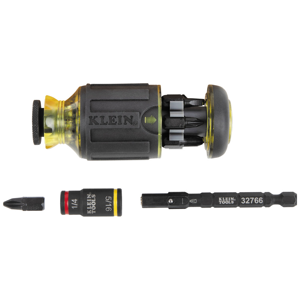 Klein 32308F 10-in-1 Impact-Rated Stubby Driver Set with Flip Socket - 7