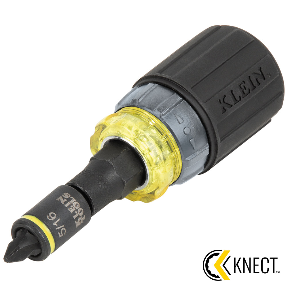 Klein 32561HDRT KNECT 7-in-1 Ratcheting Impact-Rated Stubby Screwdriver/Nut Driver