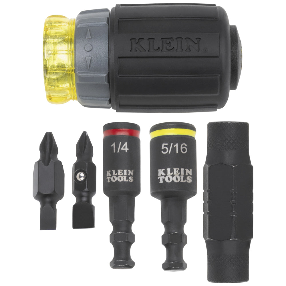 Klein 32561HDRT KNECT 7-in-1 Ratcheting Impact-Rated Stubby Screwdriver/Nut Driver - 4