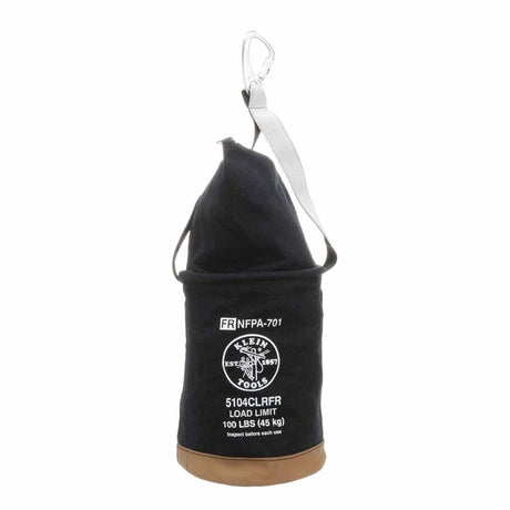 Klein Tools 5104CLRFR Flame-Resistant Top-Closing Canvas Bucket for Overhead Lifting 12 in Diameter 17 in Height
