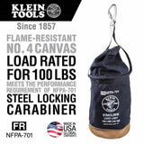 Klein Tools 5104CLRFR Flame-Resistant Top-Closing Canvas Bucket for Overhead Lifting 12 in Diameter 17 in Height - 2