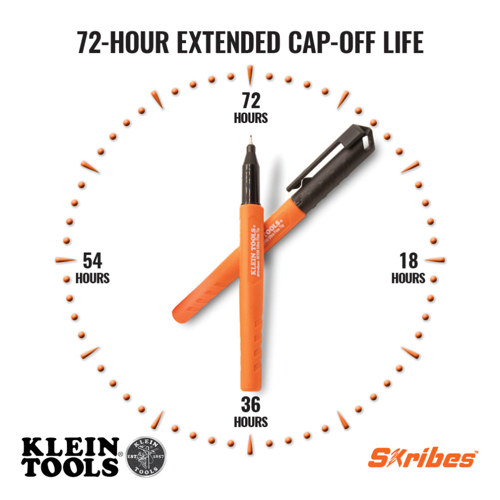 Klein 861002 Skribes Ultra Fine Tip Permanent Markers, Black, 2-Pack - 2