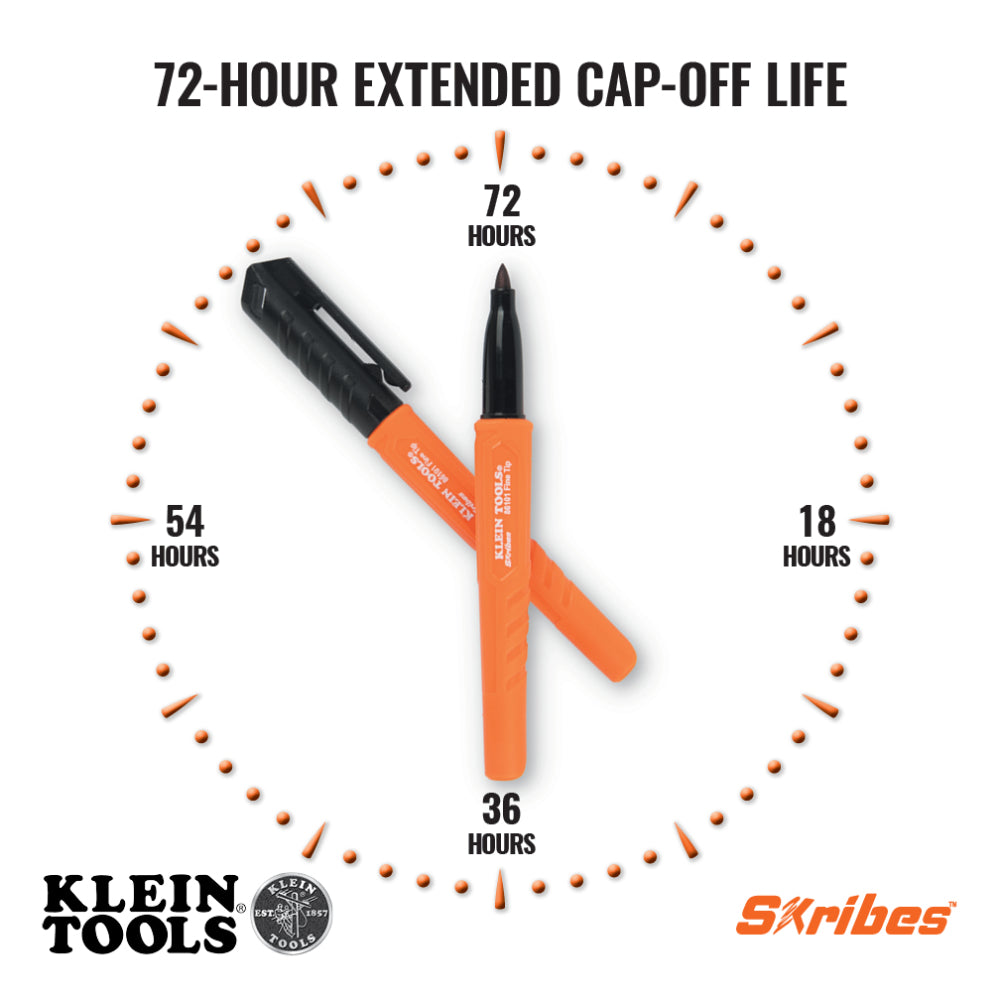 Klein 8610112 Skribes Fine Tip Permanent Markers, Black, 12-Pack - 3