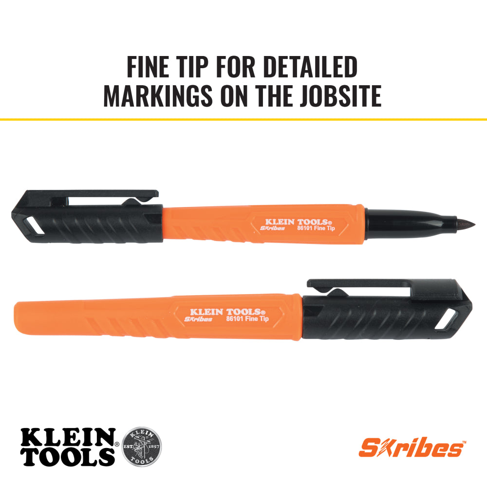 Klein 861014 Skribes Fine Tip Permanent Markers, Black, 4-Pack - 2