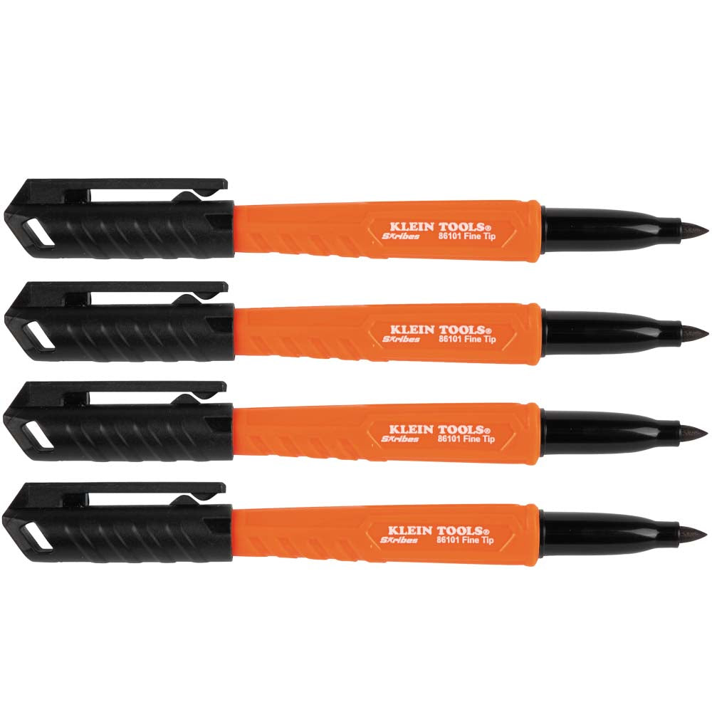 Klein 861014 Skribes Fine Tip Permanent Markers, Black, 4-Pack - 4
