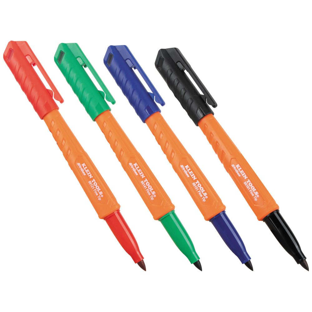 Klein 861914 Skribes Fine Tip Permanent Markers, Multi-Color, 4-Pack