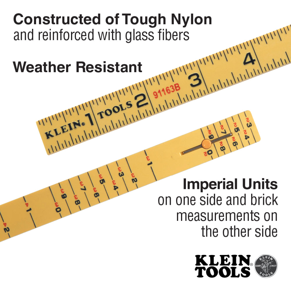 Klein 91163B Fiberglass Folding Rule, Outside Reading, Brick Scale - 2