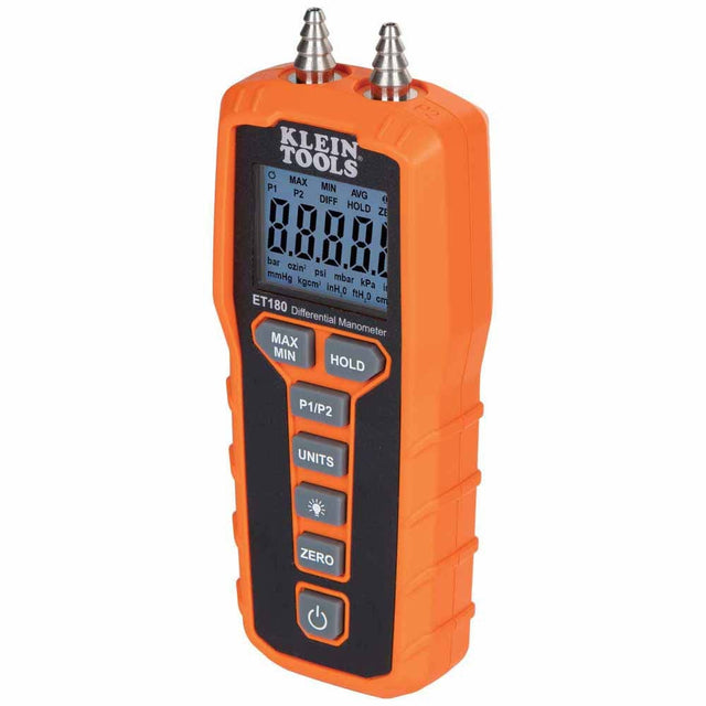 Klein Tools ET180 Digital Differential Manometer with Backlit LCD and Magnetic Mount (1 Each)