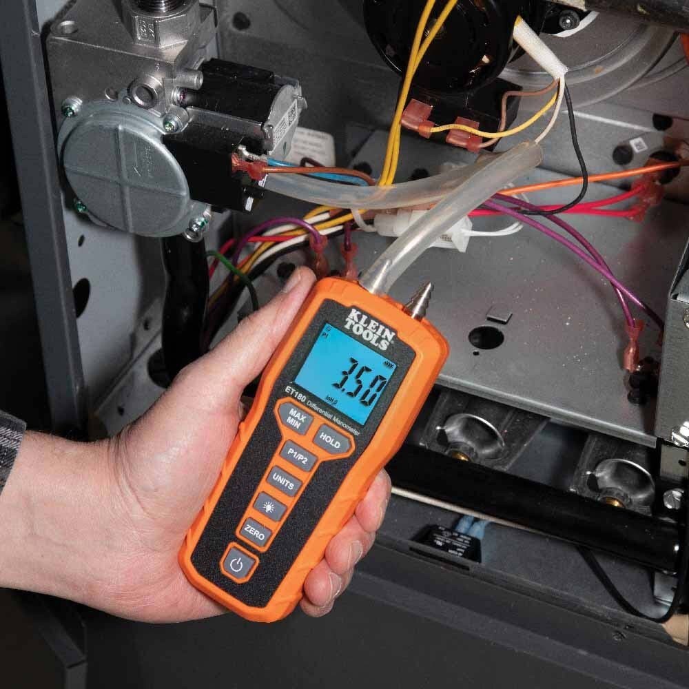 Klein Tools ET180 Digital Differential Manometer with Backlit LCD and Magnetic Mount (1 Each) - 10