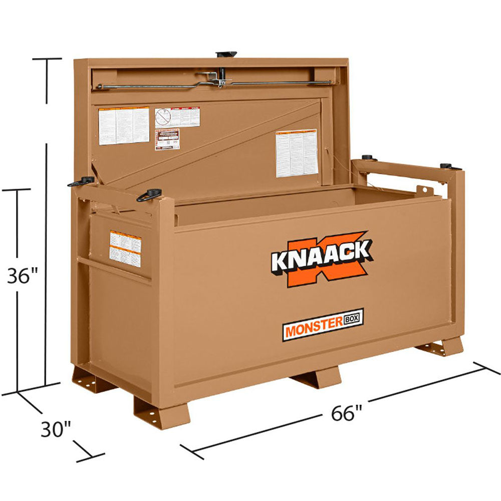 Knaack 1010 66" x 30" x 36", 31 cu ft Steel Monster Box Jobsite Chest, Tan - 3