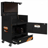 Knaack 118-M-KL-50NR 39.3 x 26.79 x 48.25" DataVault Mobile Digital Plan Station Jobsite Box with 32" Monitor and 4 GFCI Outlets (2 Pack) - Black - 2