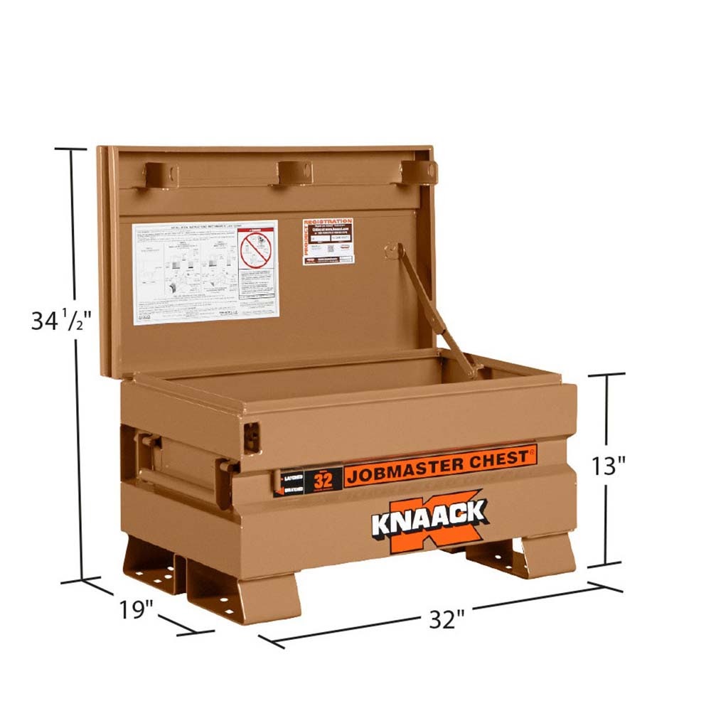 Knaack 32-KL 32" W x 19" D x 19" H, 5 cu ft Model 32 Chest Style Jobsite Tool Box with Padlock - 2